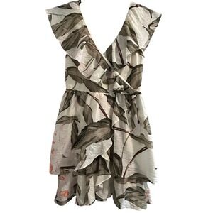 EXPRESS Floral Ruffle V Neck‎ Mini Dress Women's XS Sleeveless Summer NWT